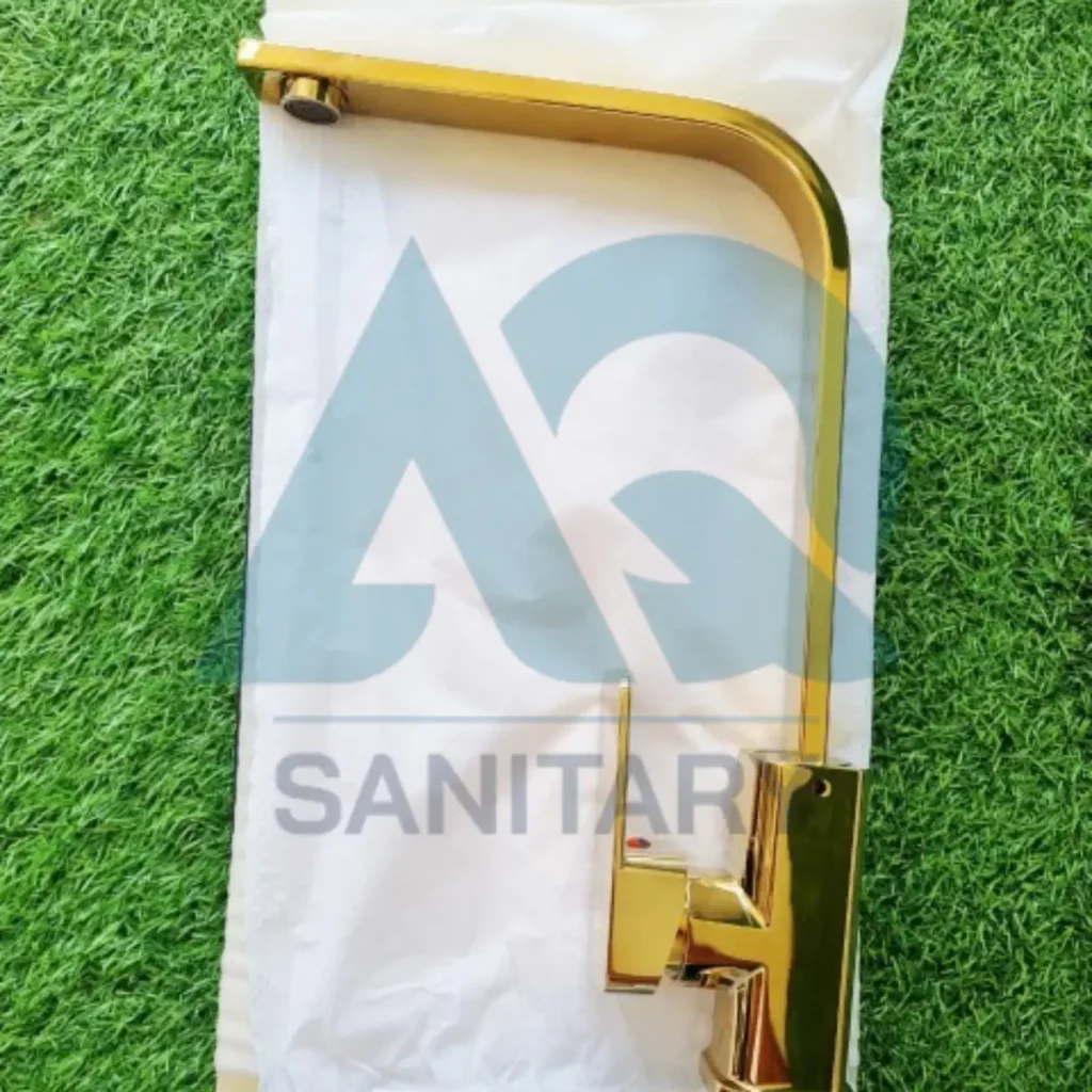 Golden Kitchen Sink Tap – Modern Single Lever Design